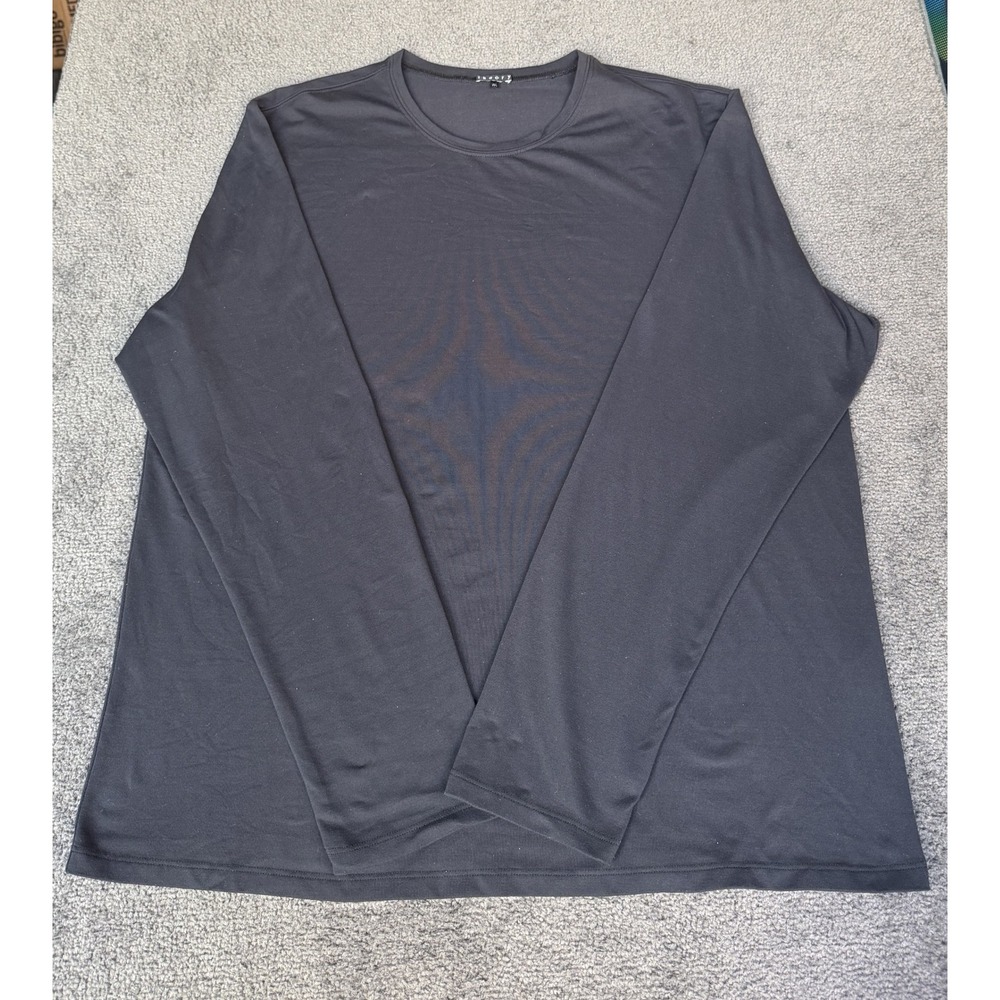 Theory Mens XXL Black Long Sleeve Crewneck Nylon Stretch Top 10017522 USA Made